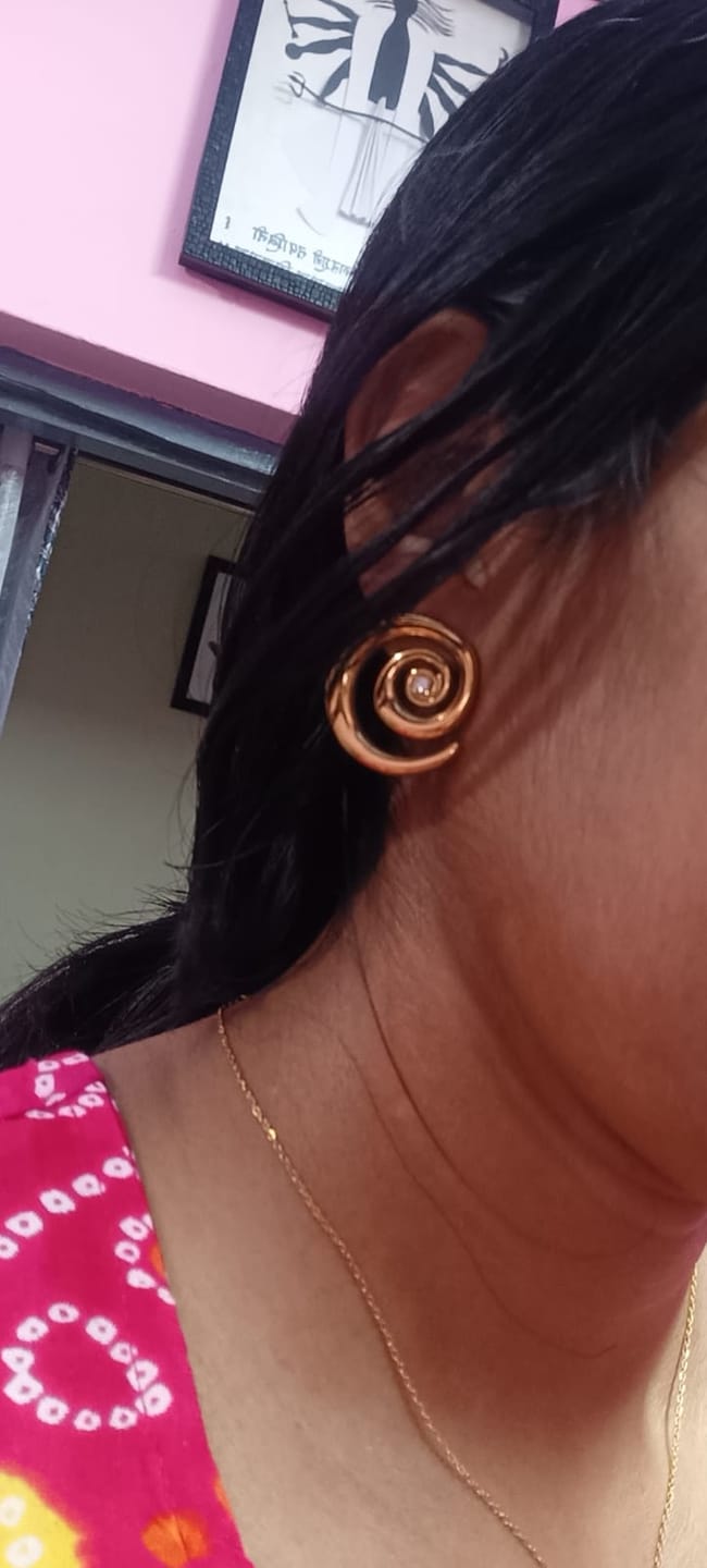 Customer photo review of Cosmic Swirl Earrings