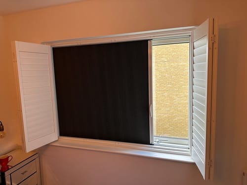 Customer photo review of Non-Drill Blackout Shades