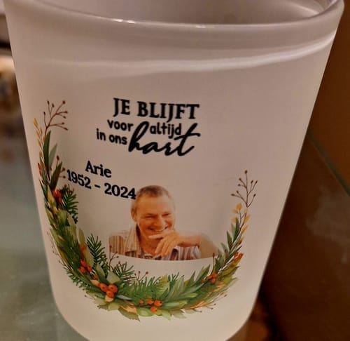 Customer photo review of Bij jullie - Gepersonaliseerde theelichthouder