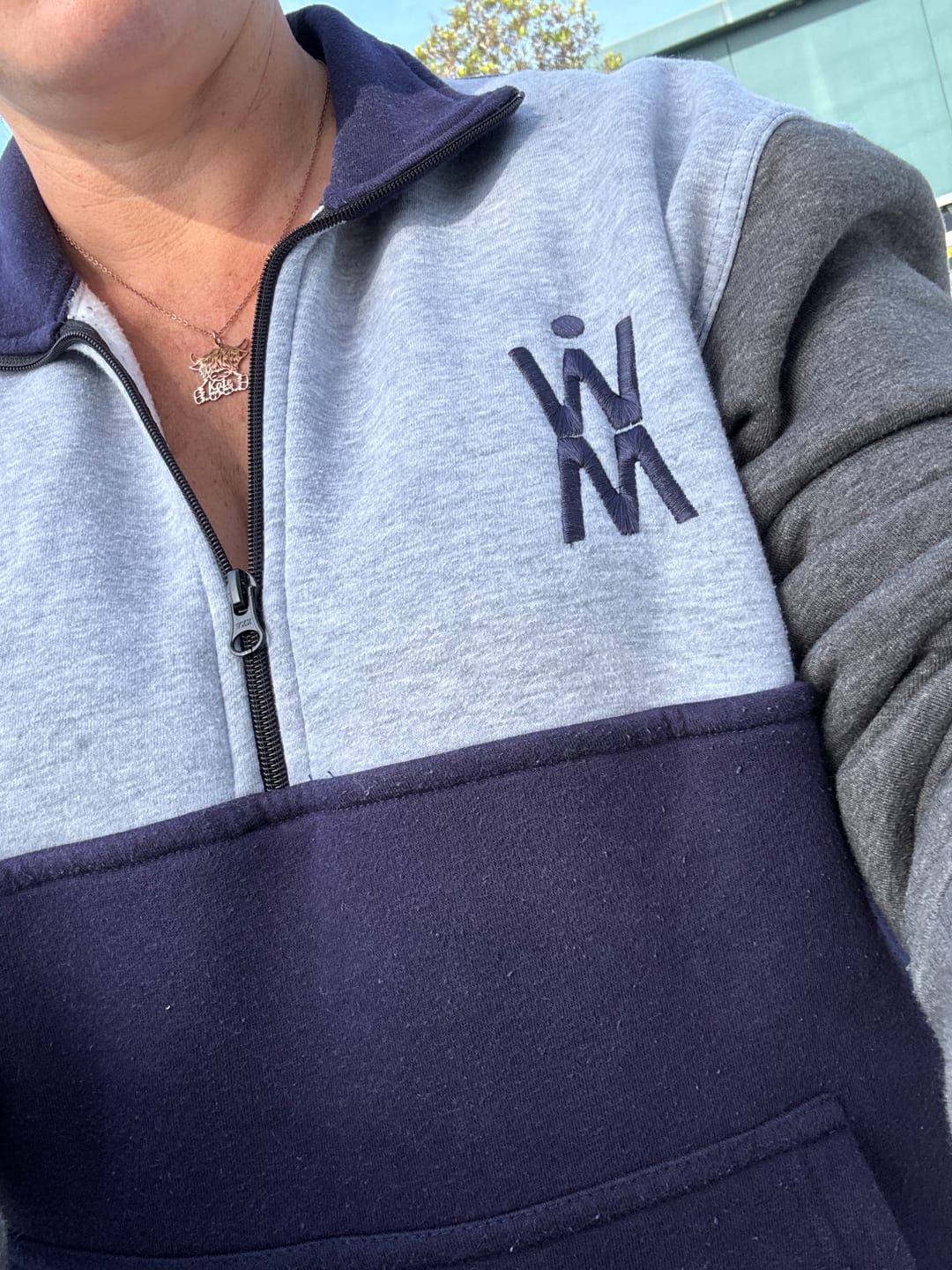 Customer photo review of Navy, Charcoal & Light Grey | Collared Long Tail Jumper