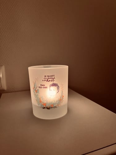 Customer photo review of Bij jullie - Gepersonaliseerde theelichthouder