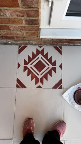 Customer photo review of Pachuca Patio Stencil - Square Slabs