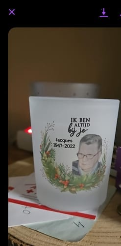 Customer photo review of Bij jullie - Gepersonaliseerde theelichthouder