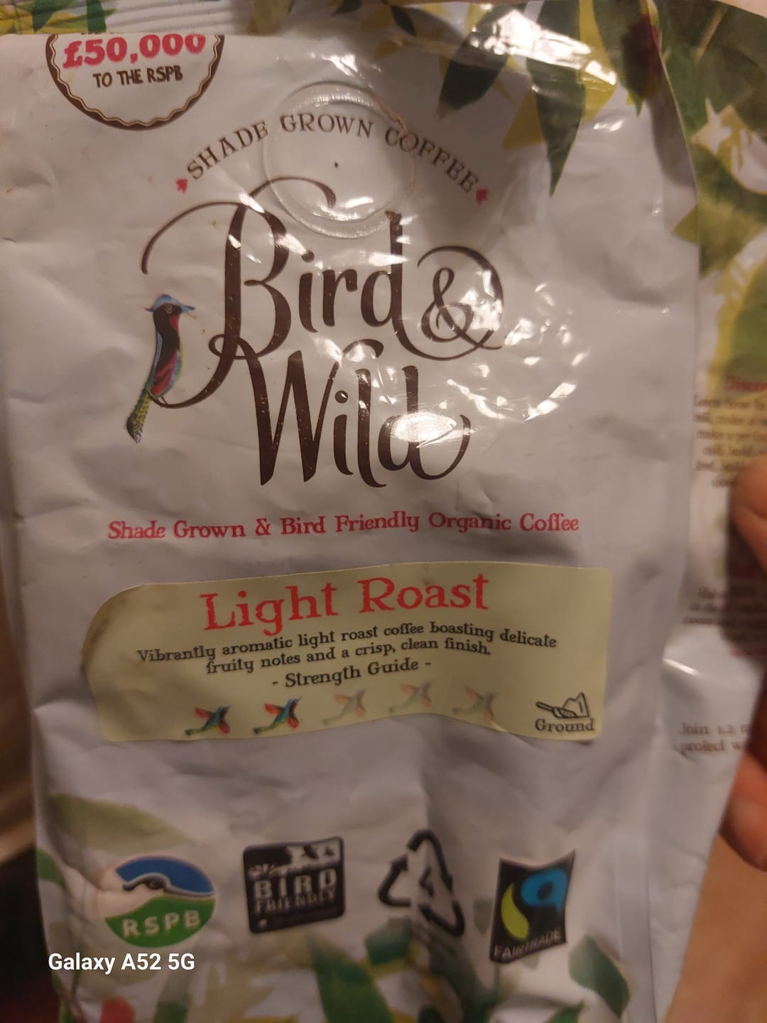 Customer photo review of Light Roast Fairtrade Organic Beans & Ground - 200g, 1kg