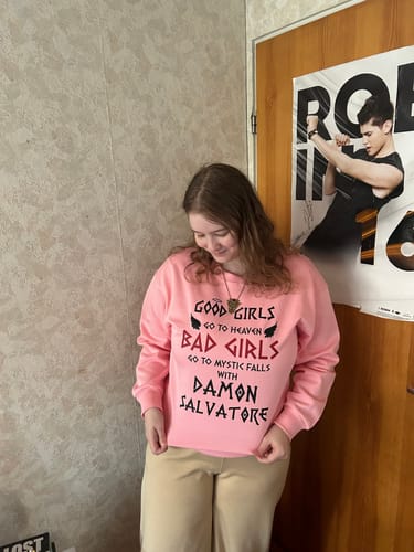 Customer photo review of Bad Girls Go To Mystic Falls Sweatshirt