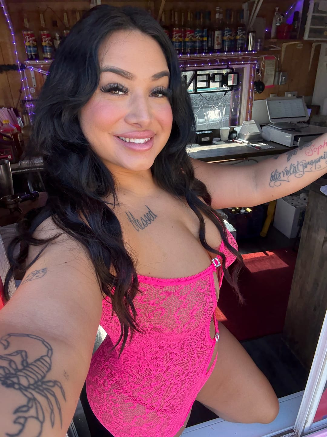 Customer photo review of Wild Thing Mesh Leopard Dress: Pink
