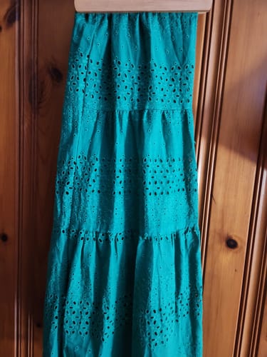 Customer photo review of Chic Green Embroideried Tasseled Hollow Out Cotton Skirt Summer