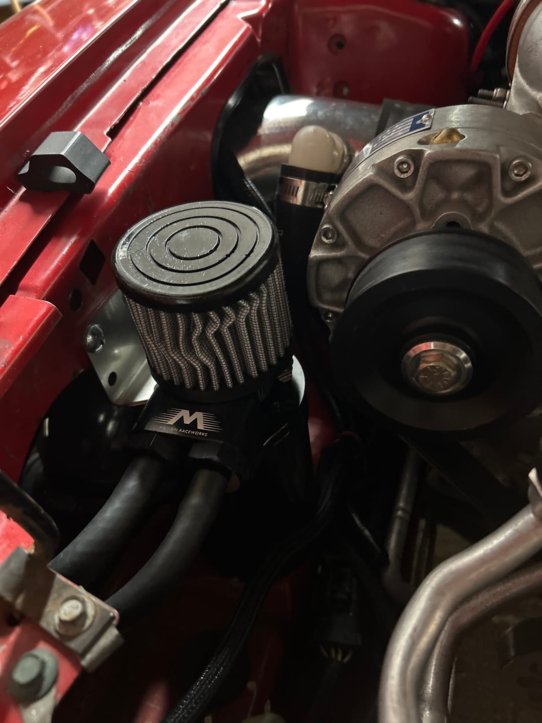Customer photo review of Top Loader Billet Internally Baffled Oil Catch Can (Dual 10AN Port)