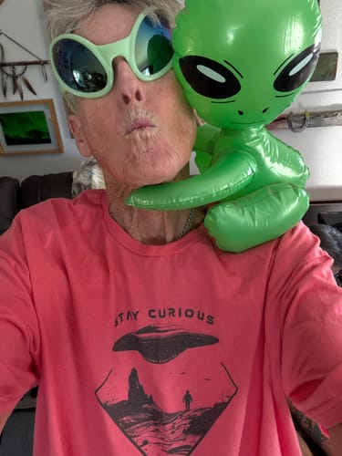 Customer photo review of Stay Curious T-shirt