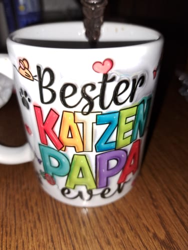 Customer photo review of Bester Katzen Papa 3D Optik - Individuelle Tasse
