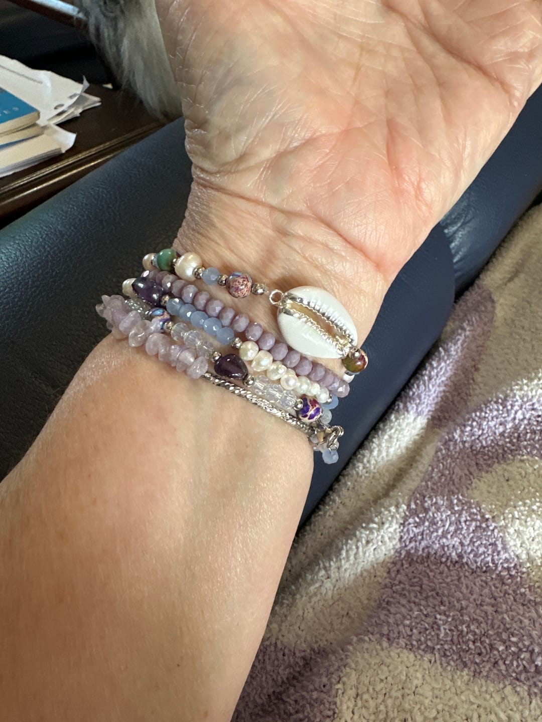 Customer photo review of Lilac Shoreline Stretch Apple Watch Strap