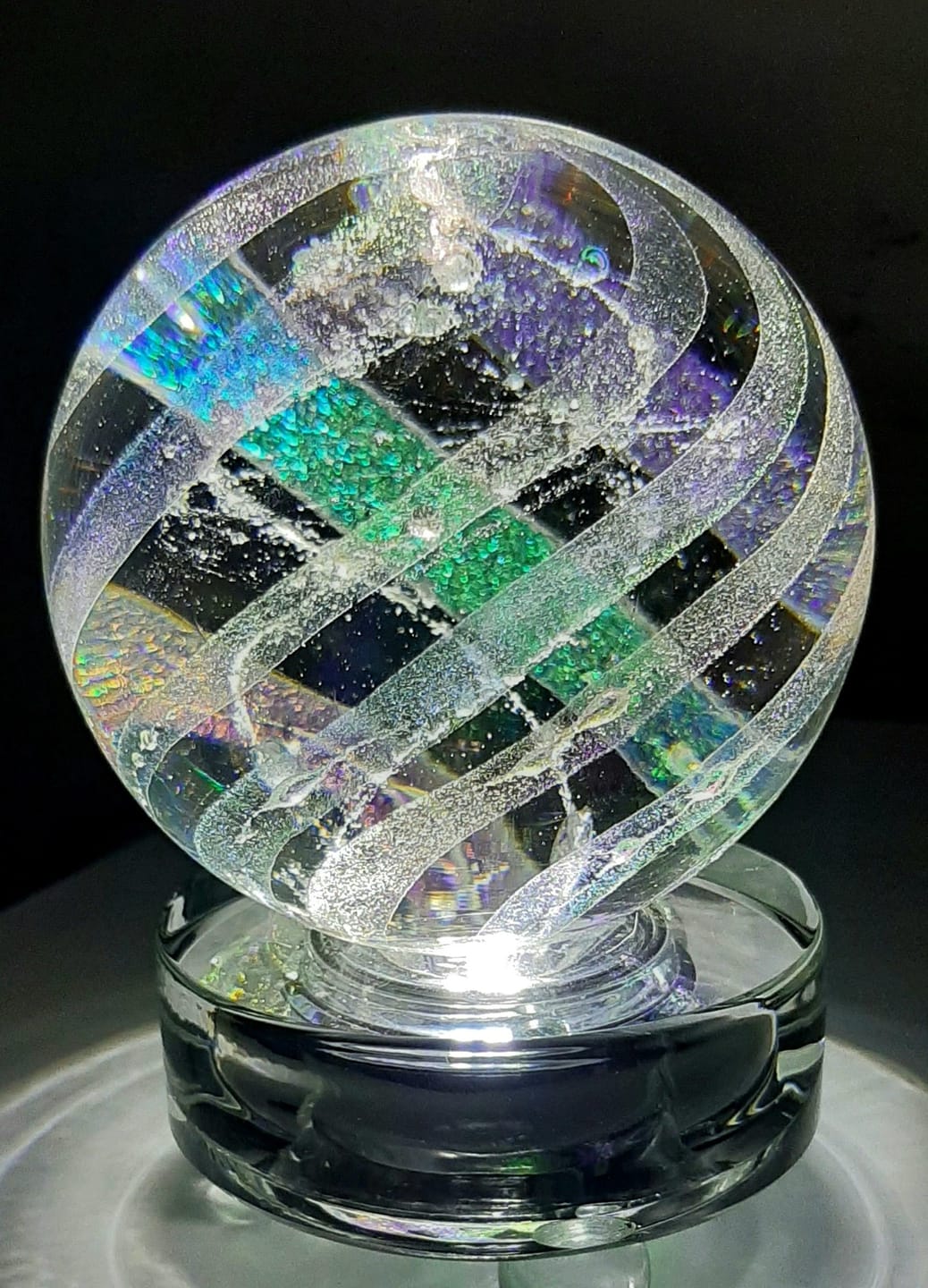 Customer photo review of Dichroic Rainbow Orb with Cremains