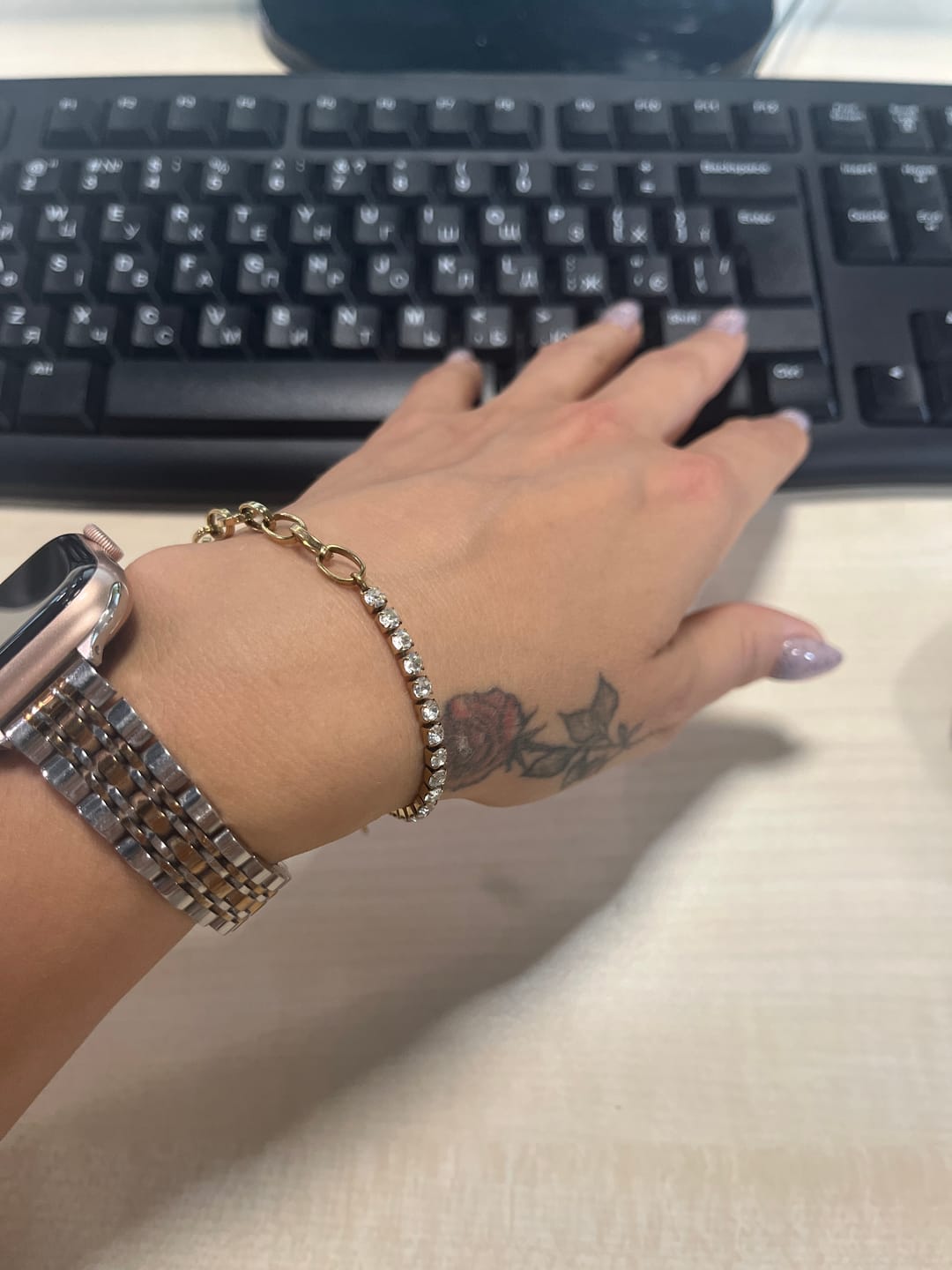 Customer photo review of Jade Gold Bracelet