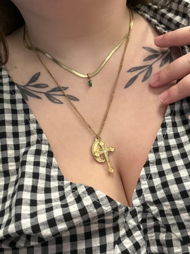 Customer photo review of Virgin Mary Cross Necklace