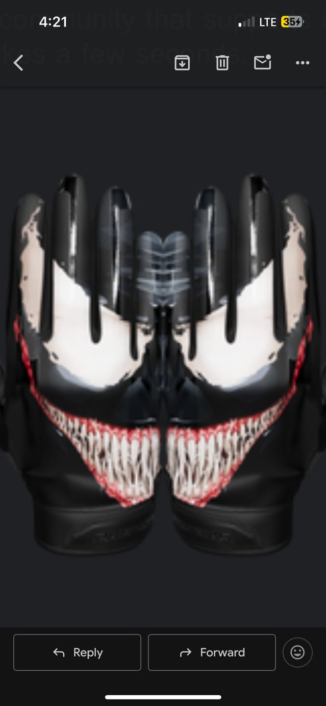 Customer photo review of Phenom Elite Villain Football Gloves - VPS3