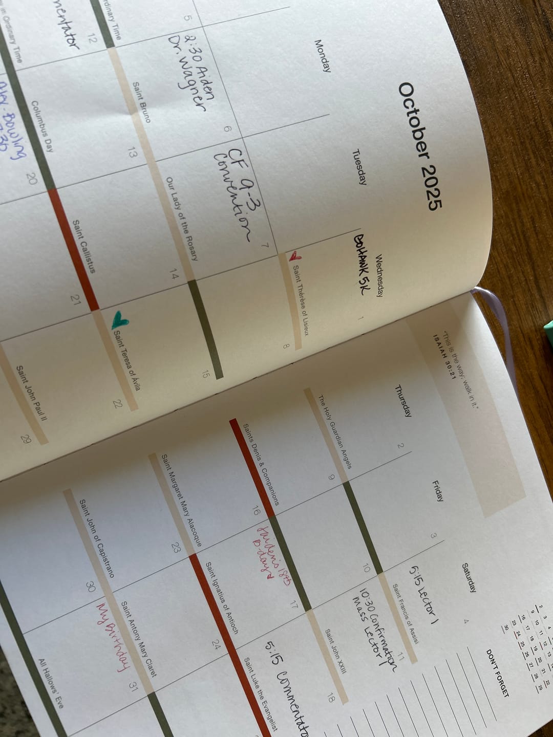 Customer photo review of Catholic Liturgical Academic Planner // Big Layout