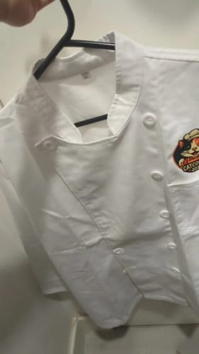 Customer photo review of Uniformes de chef de cuisine professionnels, veste à manches longues personnalisée, manteau de cuisinier pour hommes et femmes, impression gratuite, olympiques de pâtisserie avec logo