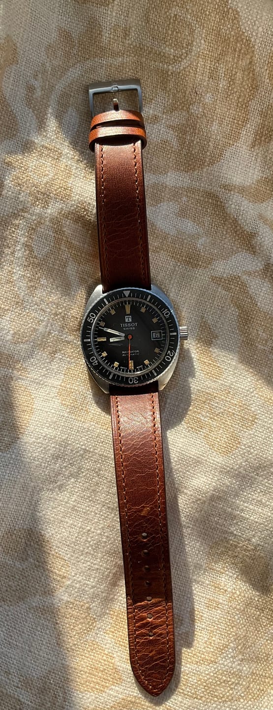 Customer photo review of Italian Wax Leather Watch Strap - Chestnut Brown