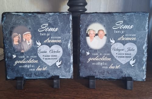 Customer photo review of In ons hart - Gepersonaliseerde leisteen plaat