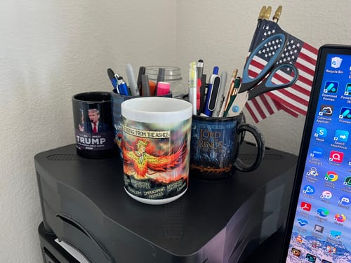 Customer photo review of Rising From The Ashes Mug — Patriotic MAGA Coffee Cup (15oz)