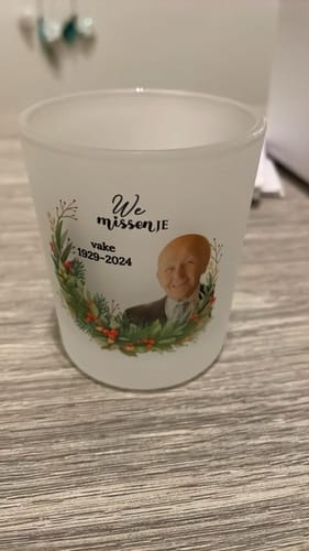 Customer photo review of Bij jullie - Gepersonaliseerde theelichthouder