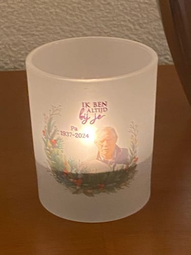 Customer photo review of Bij jullie - Gepersonaliseerde theelichthouder