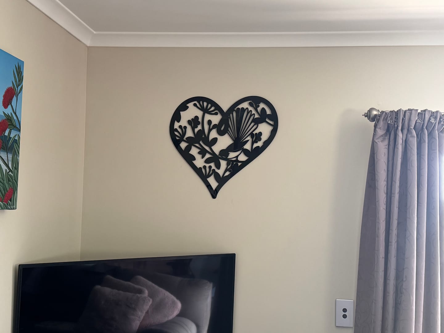 Customer photo review of Pohutukawa Fantail Heart Wall Art