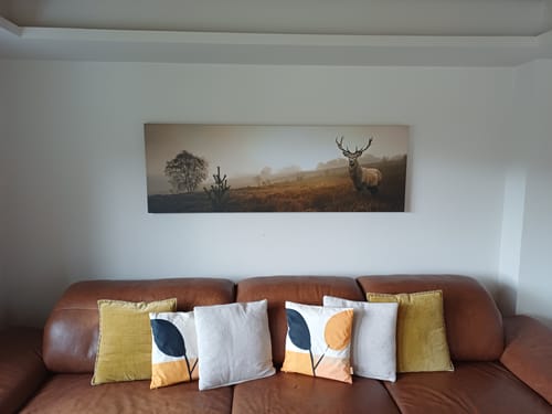 Customer photo review of Leinwandbild | Rothirsch im Nebel | Panorama