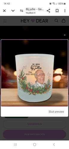 Customer photo review of Bij jullie - Gepersonaliseerde theelichthouder