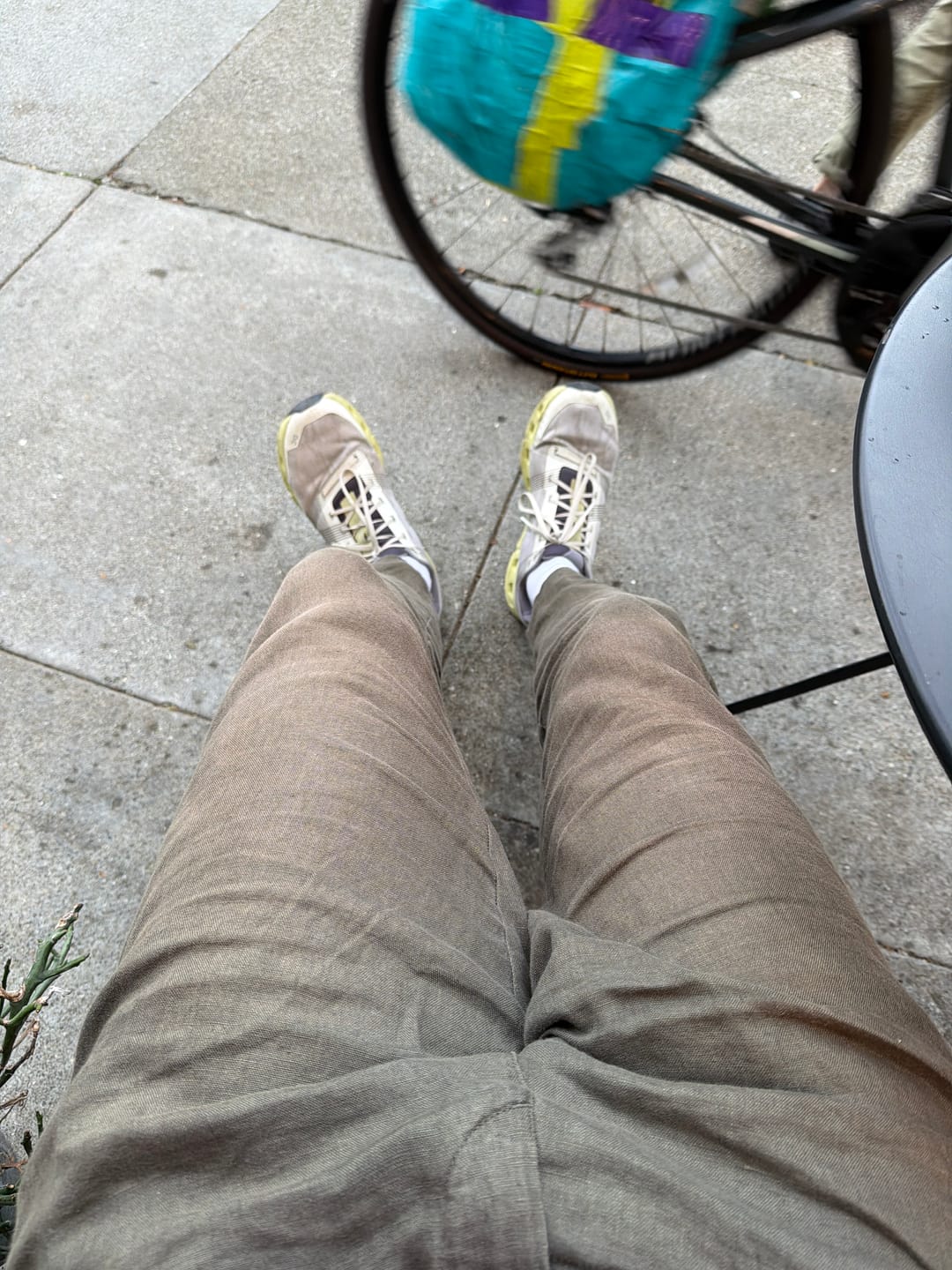 Customer photo review of Men's Olive Linen Pants