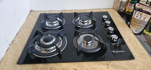 Customer photo review of Parrilla a Gas Natural LP Empotrable Cristal Templado 4 Quemadores