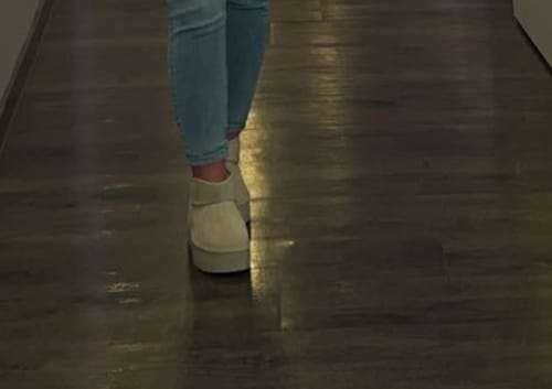 Customer photo review of Cozy Mini Boots - Beige