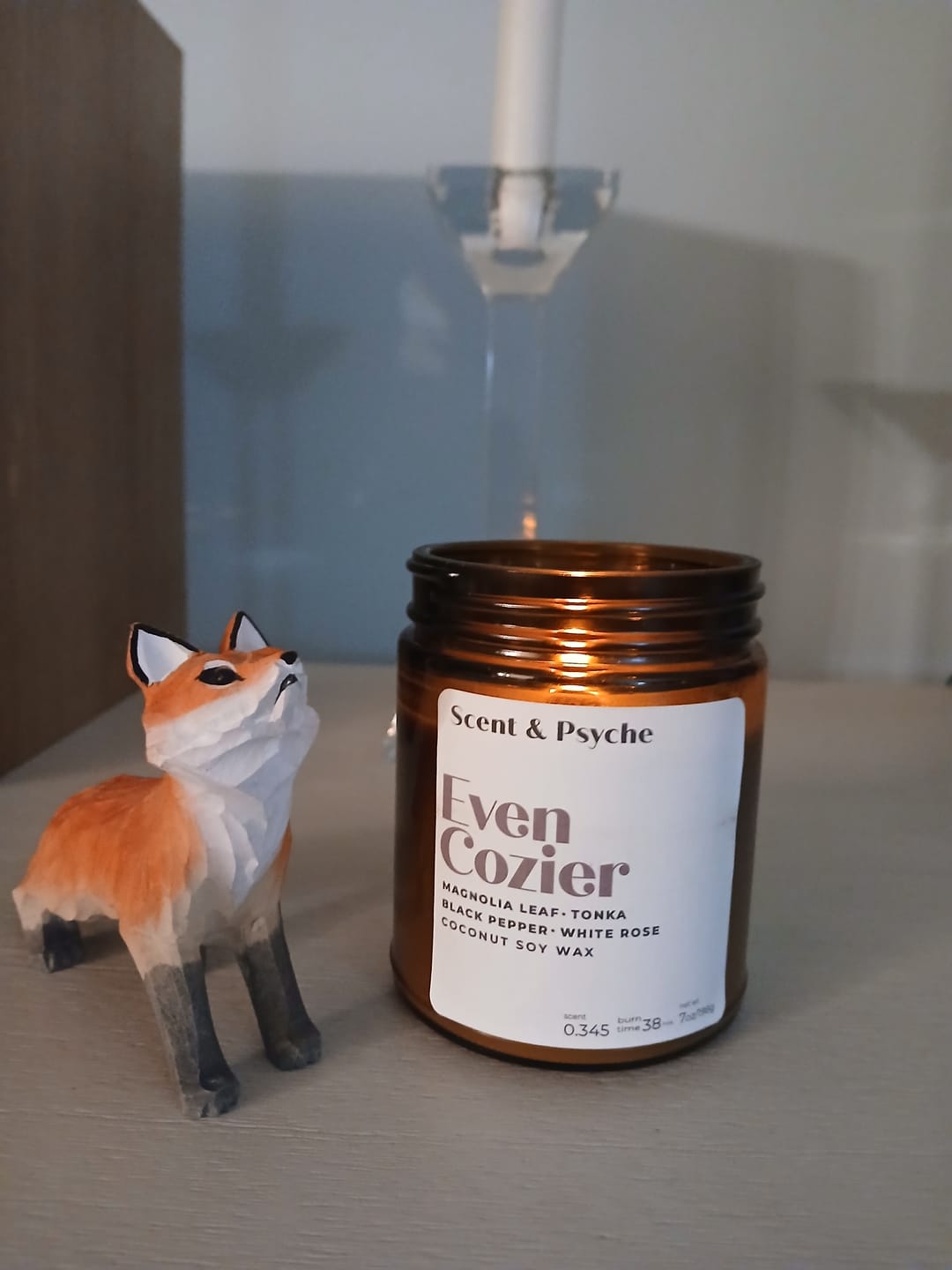 Customer photo review of Even Cozier Scented Candle  - 7oz Amber Jar