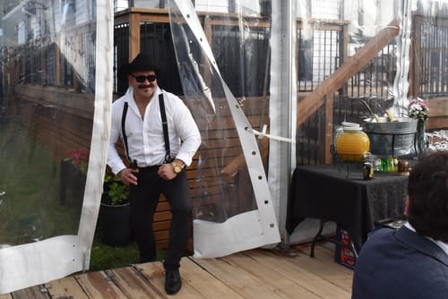 Customer photo review of Black Paisley Y Back Brace Clip-on Men's Suspender with Bow Tie Set