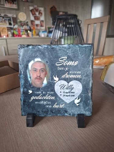 Customer photo review of In ons hart - Gepersonaliseerde leisteen plaat