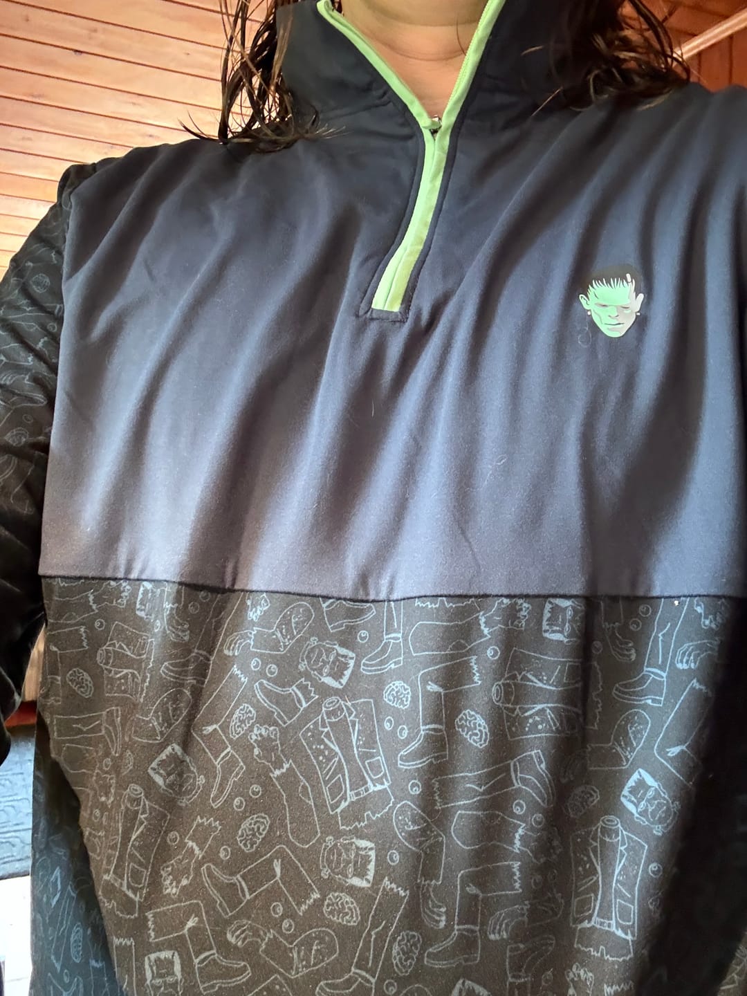 Customer photo review of Universal Monsters "Some Assembly Required" – Quarter Zip