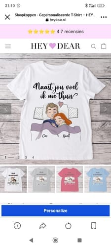 Customer photo review of Slaapkoppen - Gepersonaliseerde T-Shirt