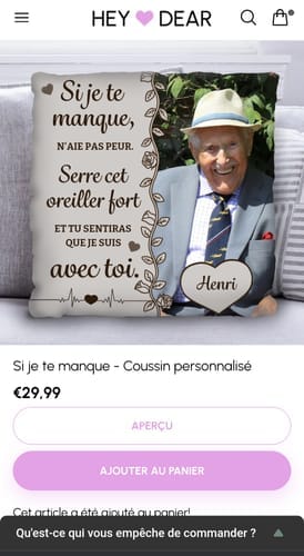 Customer photo review of Si je te manque - Coussin personnalisé