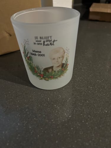 Customer photo review of Bij jullie - Gepersonaliseerde theelichthouder