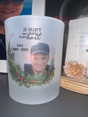 Customer photo review of Bij jullie - Gepersonaliseerde theelichthouder