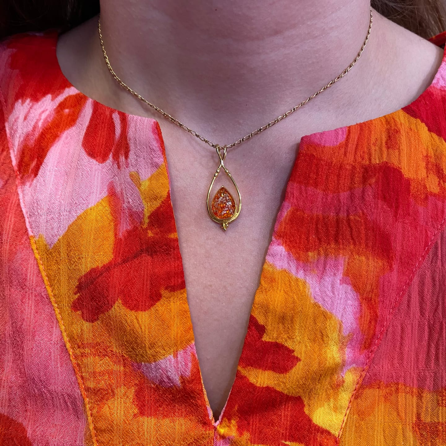 Customer photo review of Double Spade Memorial Pendant with Cremation Ashes