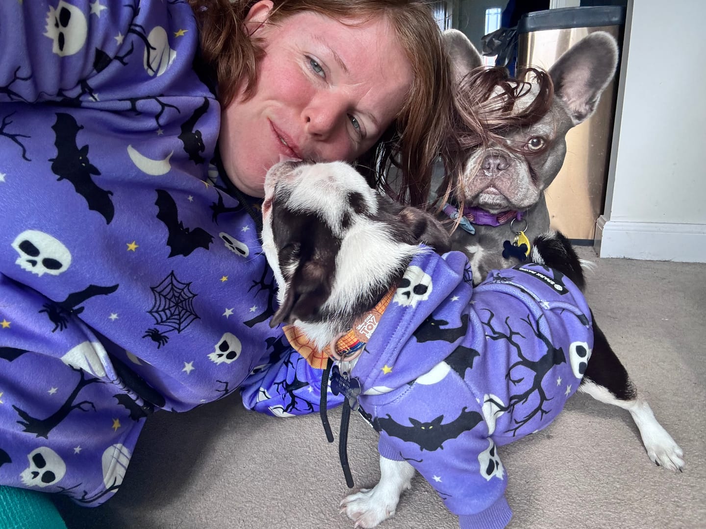 Customer photo review of Halloween Dog Hoodie - Purple