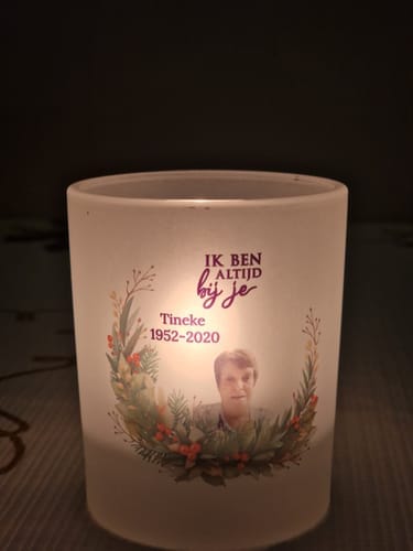 Customer photo review of Bij jullie - Gepersonaliseerde theelichthouder
