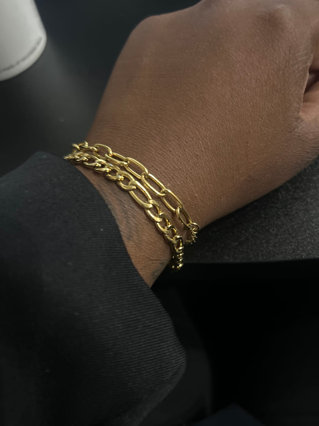 Customer photo review of Paperclip Figaro Bracelet Set
