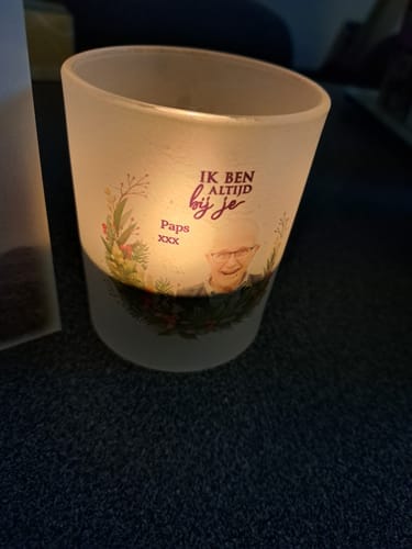 Customer photo review of Bij jullie - Gepersonaliseerde theelichthouder
