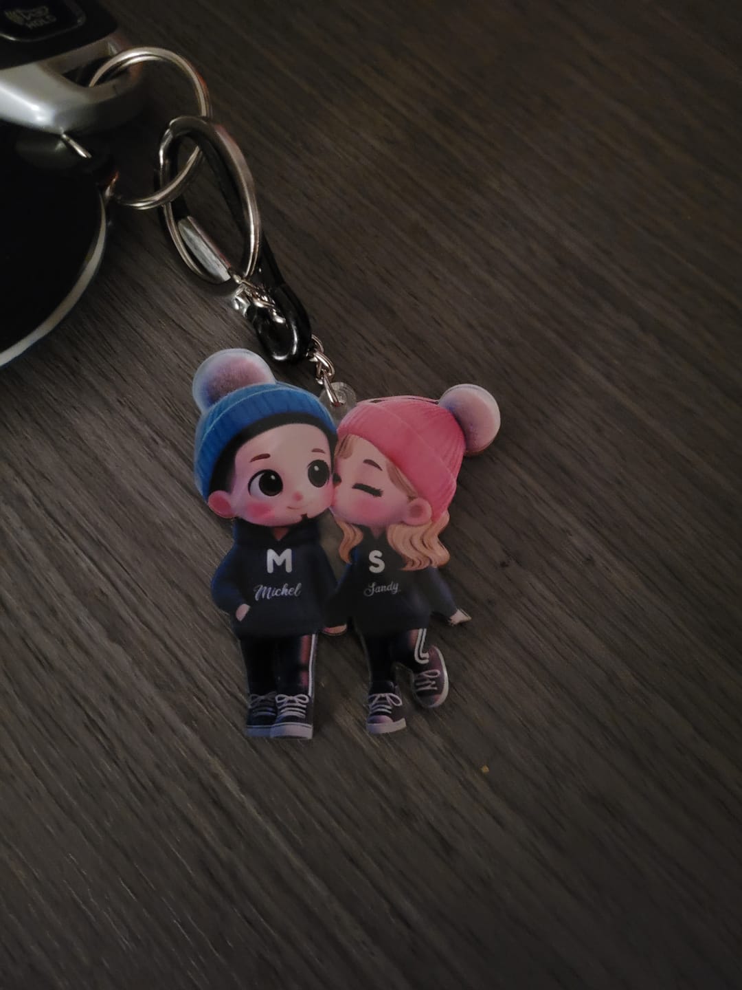 Customer photo review of Cute Cartoon Couple Walking Personalized Acrylic Keychain-Gift For Couple
