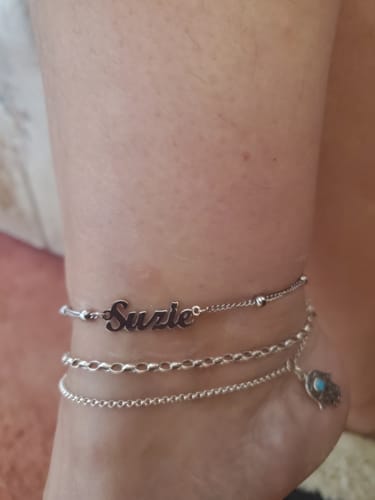 Customer photo review of Anklet With Personal Engraving