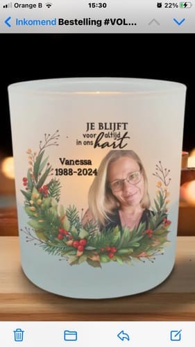 Customer photo review of Bij jullie - Gepersonaliseerde theelichthouder