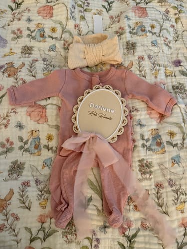 Customer photo review of Luna + Luca Pointelle Bow Headband - Cream