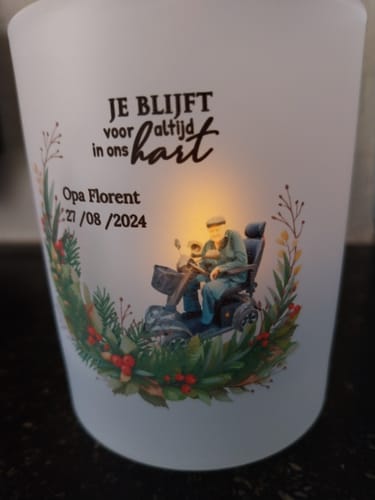 Customer photo review of Bij jullie - Gepersonaliseerde theelichthouder